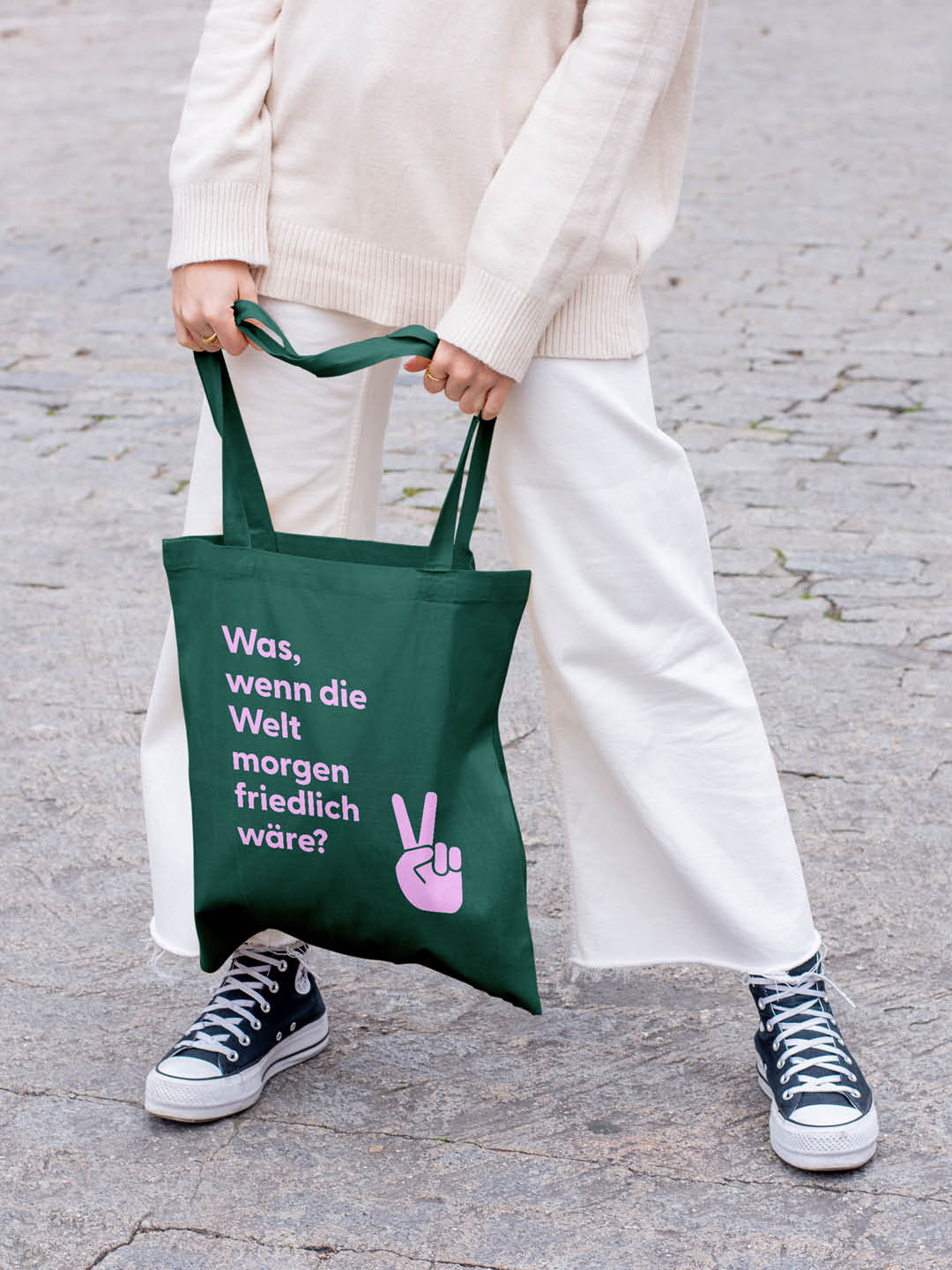 Peace Building – Stofftasche mit friedlicher Botschaft als Werbemittel