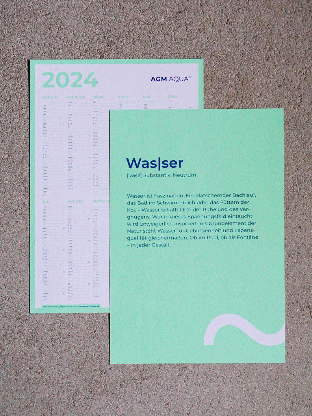 AGM AQUA Kalender im Druck mit Sonderfarben