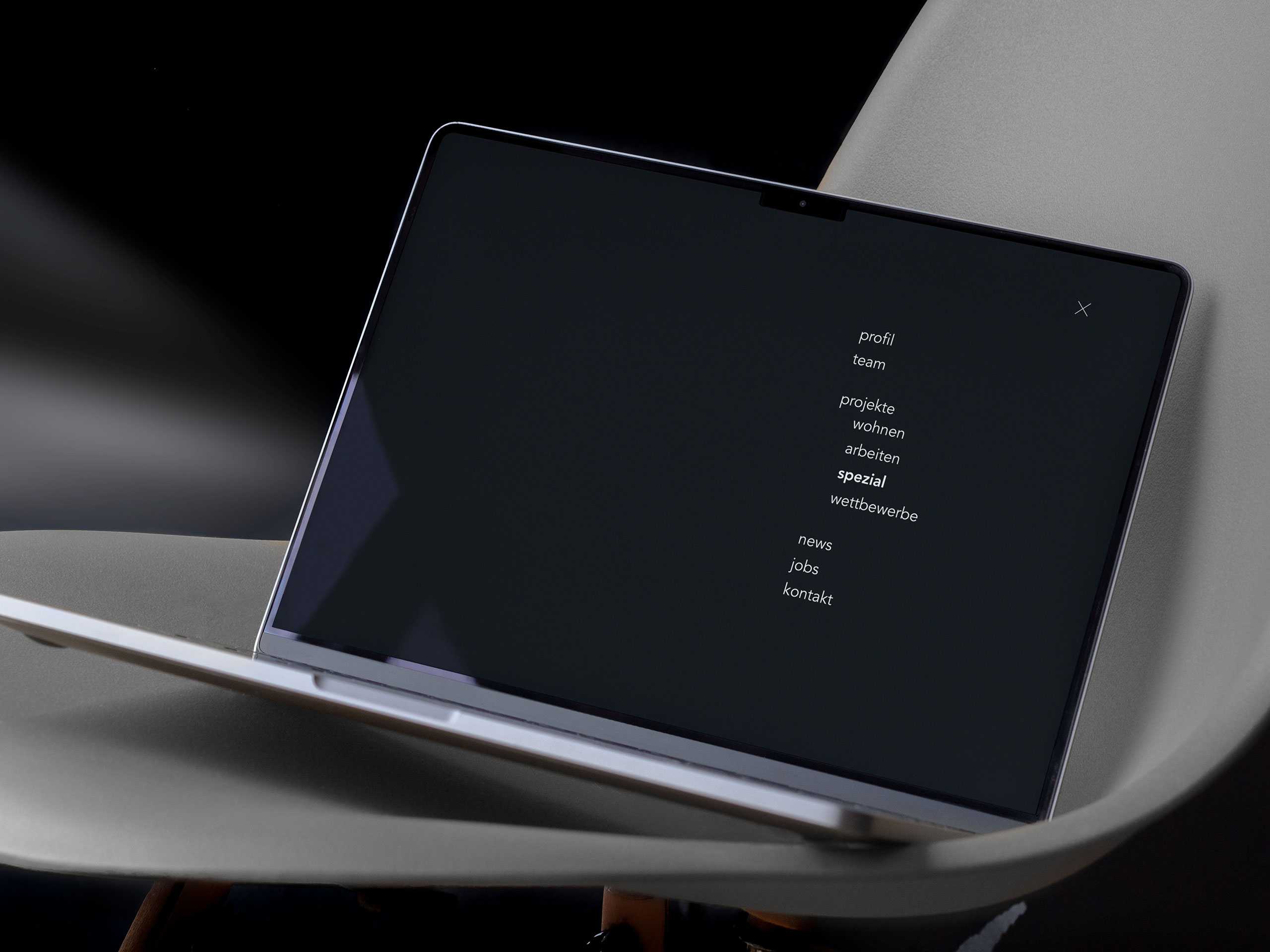 Webdesign für Smyk Fischer Architekten: Ansicht des Menüs