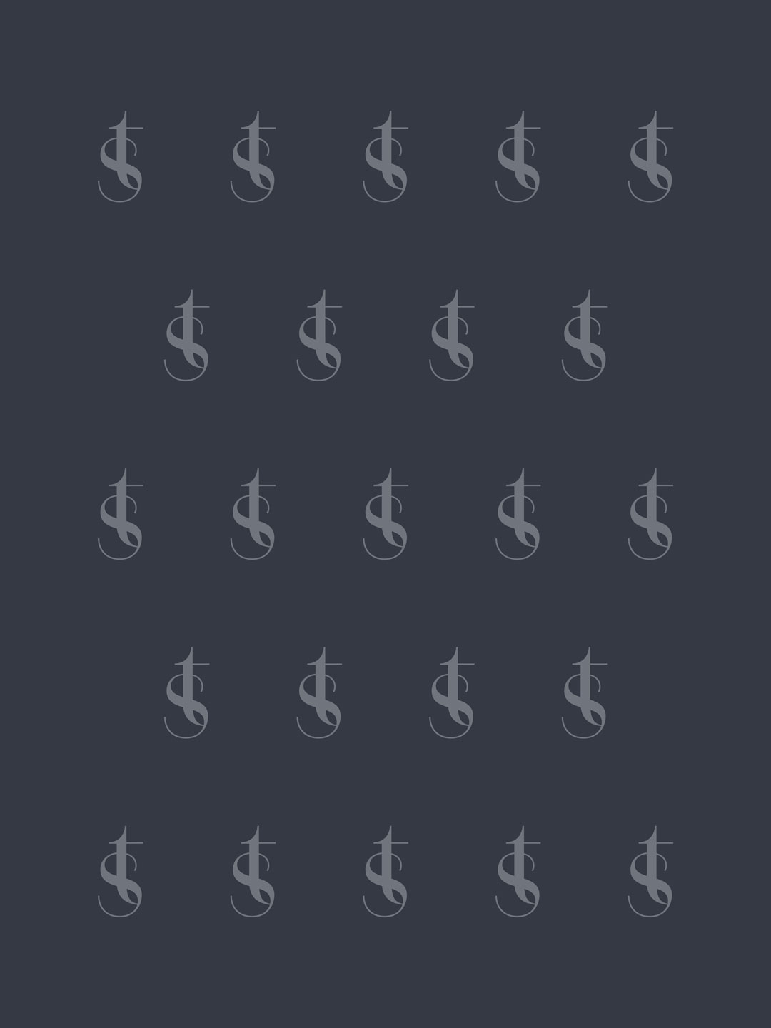 Rapport-Muster mit wiederholtem ST-Holding-Signet in Grau auf dunkelblauem Hintergrund